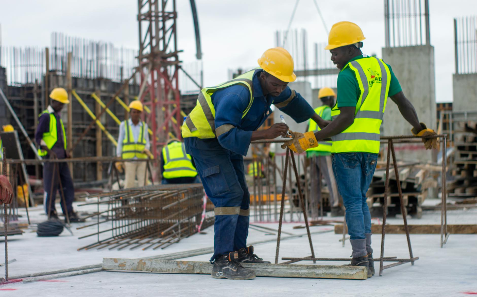 Construction workers on site