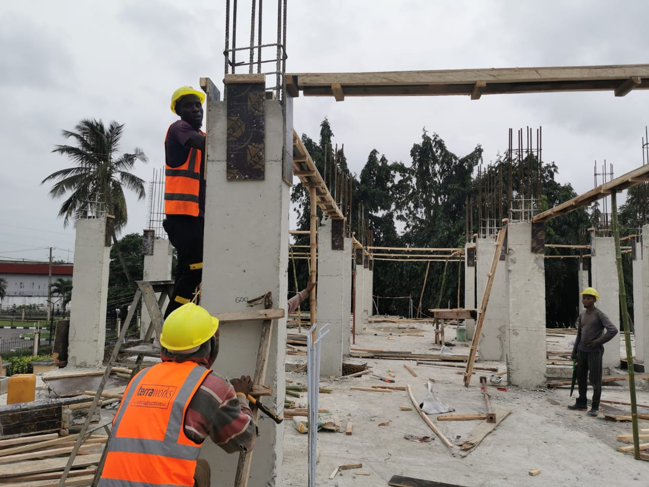 Construction team on site