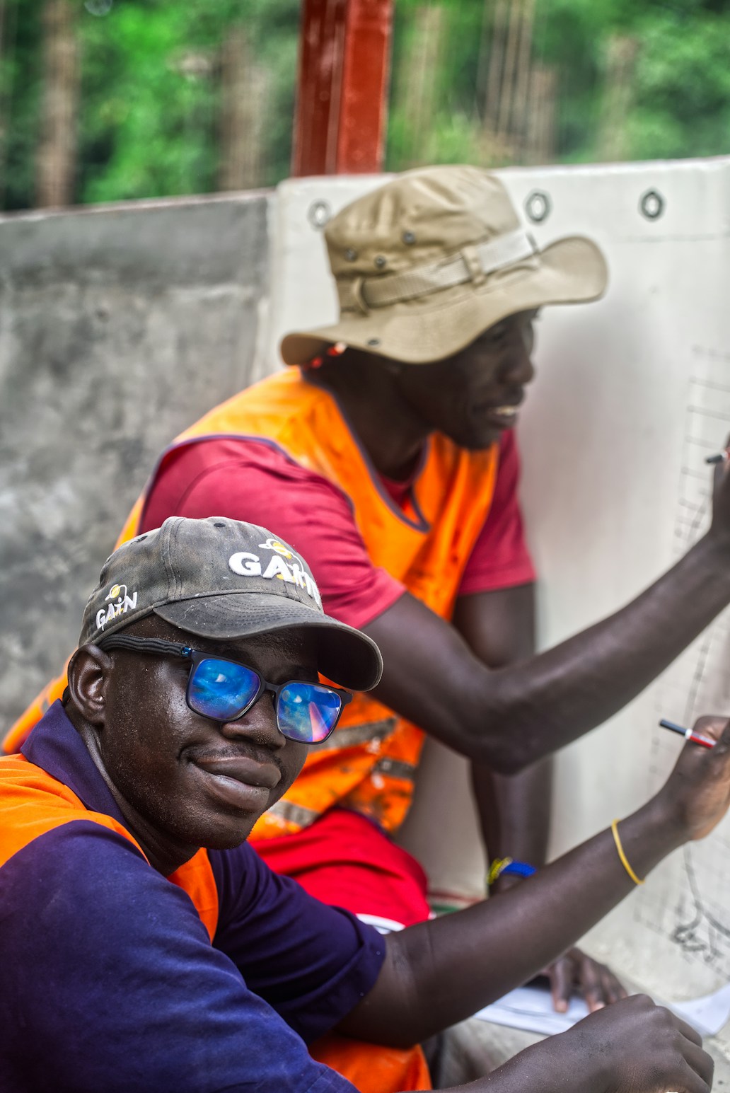 Partner reviewing construction plans