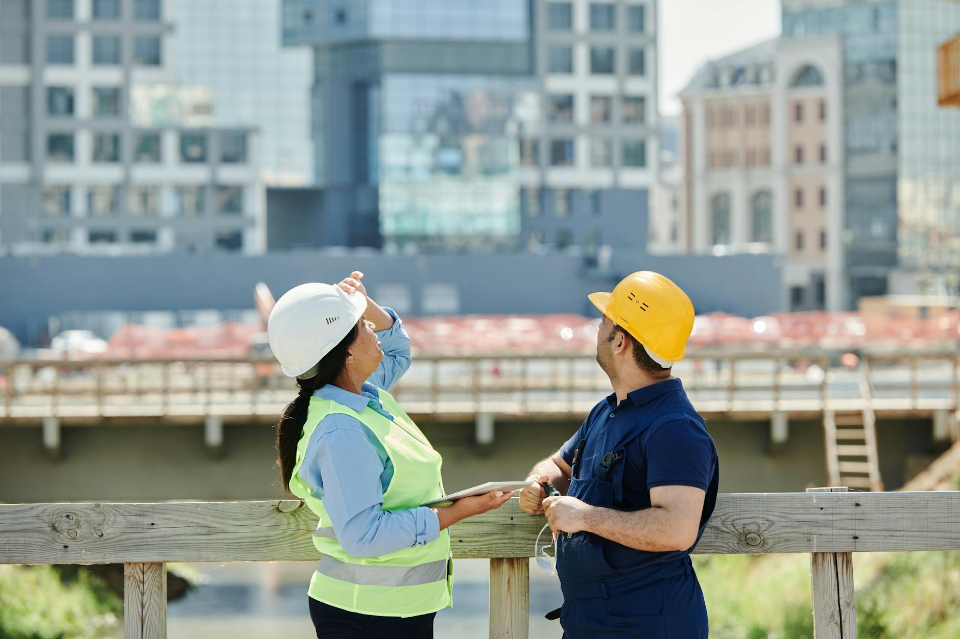 Field engineers reviewing plans